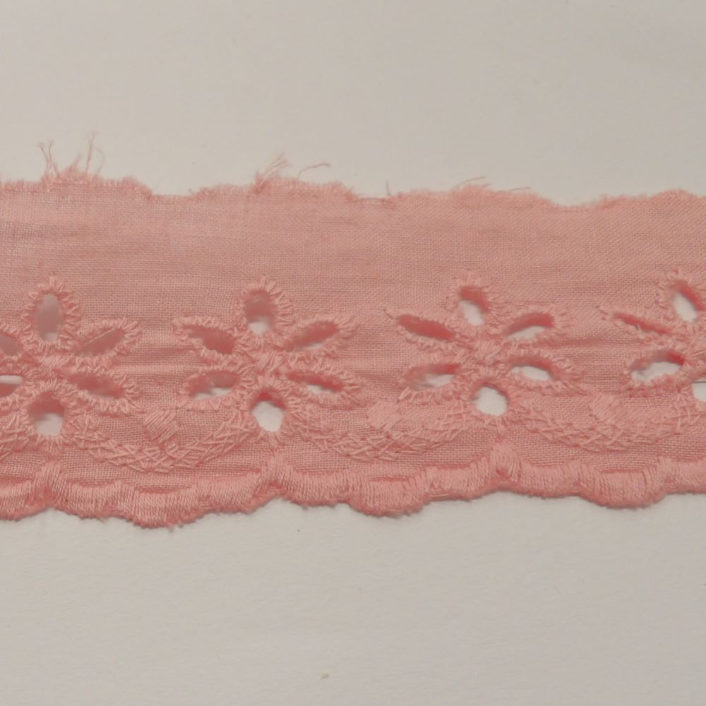 8.5 metres of candy pink broderie anglaise 45mm wide clearance