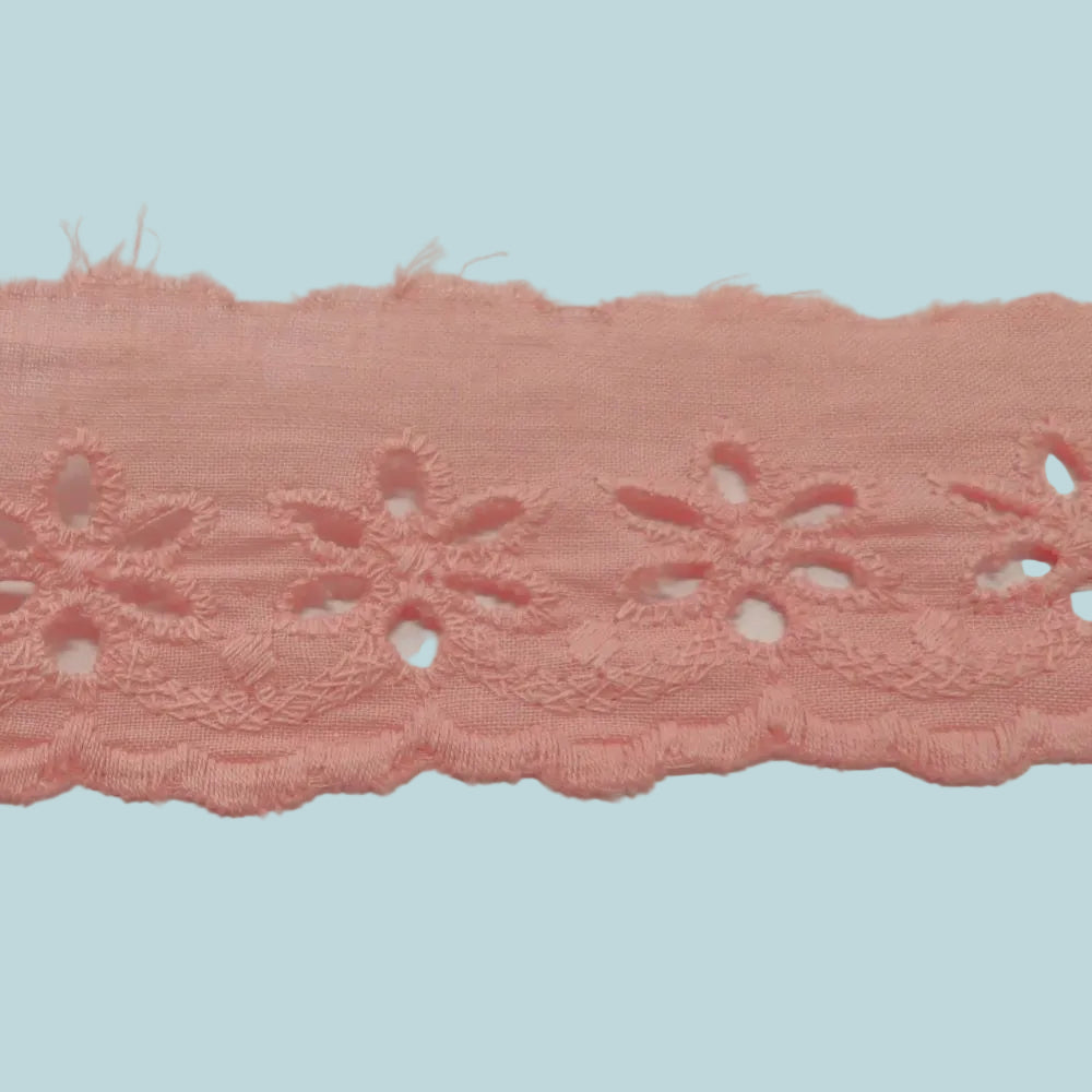8.5 metres of candy pink broderie anglaise 45mm wide clearance
