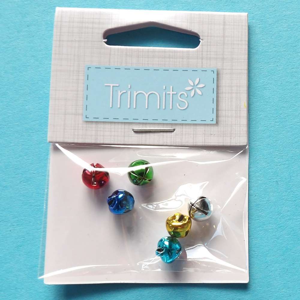 Card of assorted colour bells with 6 in a card size 8mm clearance