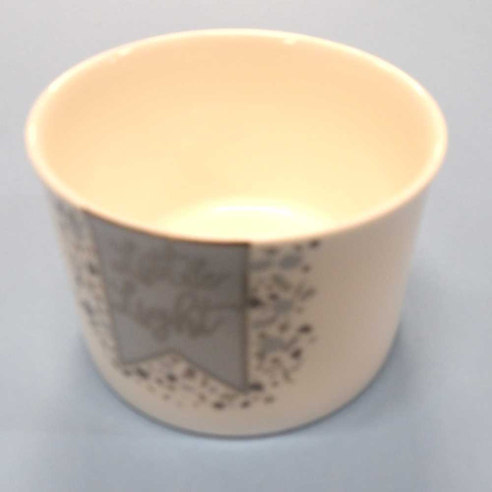 Fine Bone China Made in Staffordshire Candle Holder White With Blue / Silver ' Little Light ' Design size 8cm x 6cm clearance