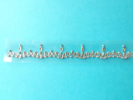 10 Diamante Cluster Embellishment Strip wave design Self Adhesive Gem Craft Sticker 1.5cm wide 32cm long clearance