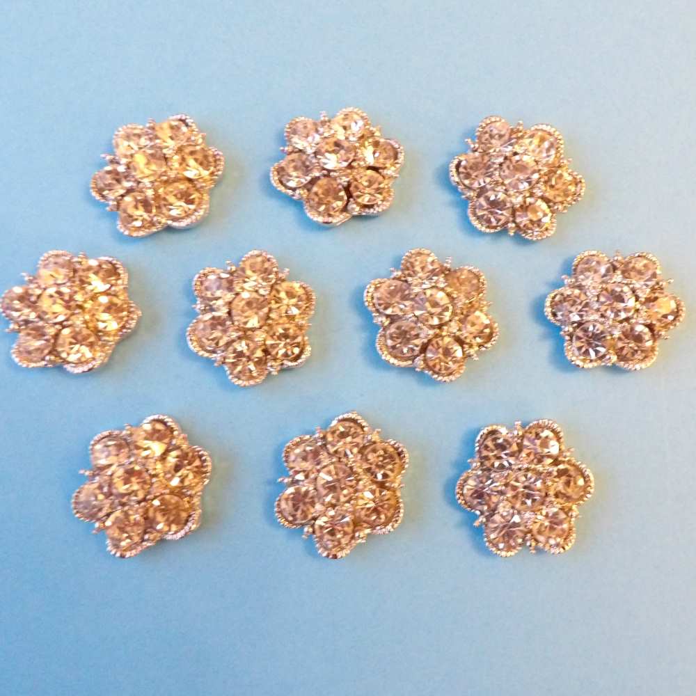 10 flower shape with sparkly diamantes flat back size 25mm clearance