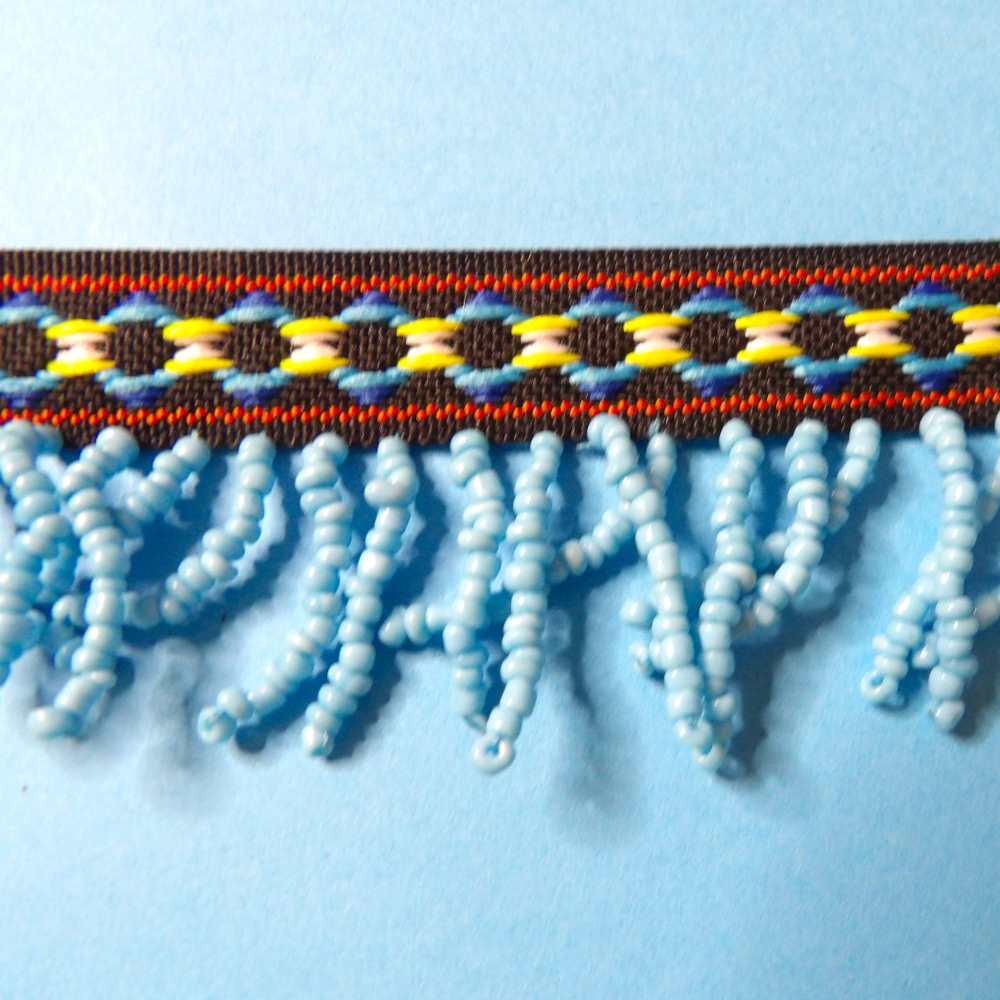10 metres of Turquoise colour beaded fringing with Patterned Braid 35mm wide clearance