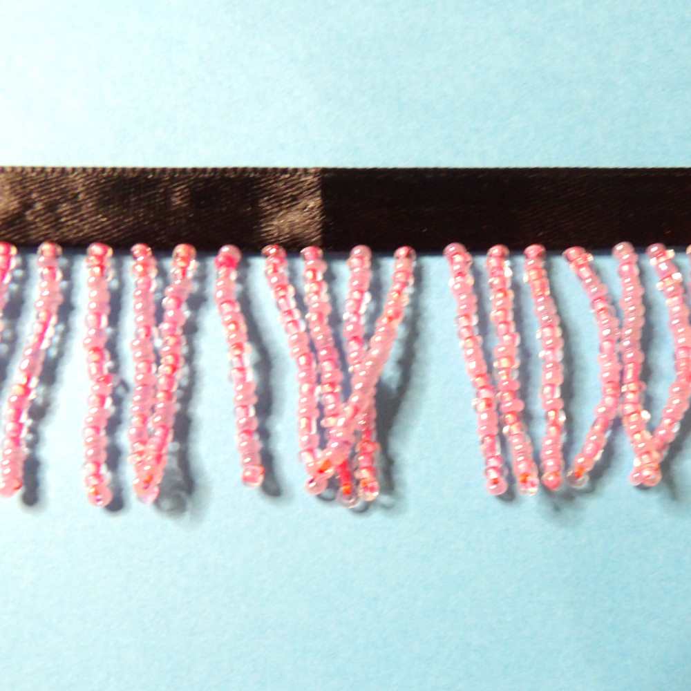 10 metres of Pink and Silver Colour beaded fringing with 9mm ribbon 40mm wide clearance