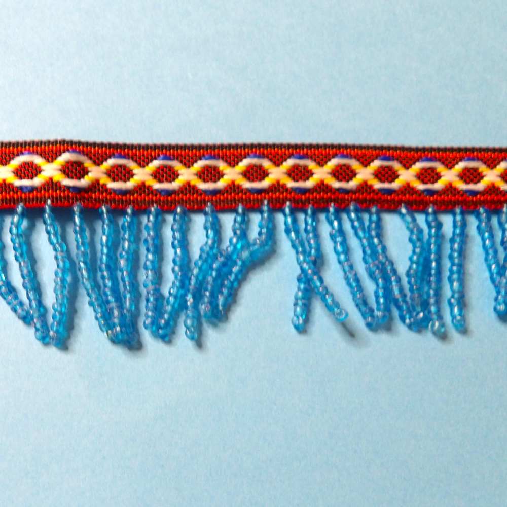 10 metres of Turquoise beaded fringing with Patterned Braid 30mm wide clearance