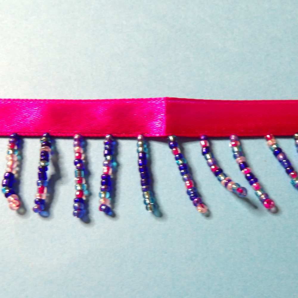 10 metres of Multi Colour beaded fringing with 9mm ribbon 30mm wide clearance