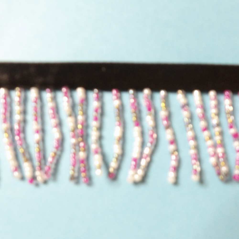10 metres of Multi Colour beaded fringing with 10mm ribbon 40mm wide clearance