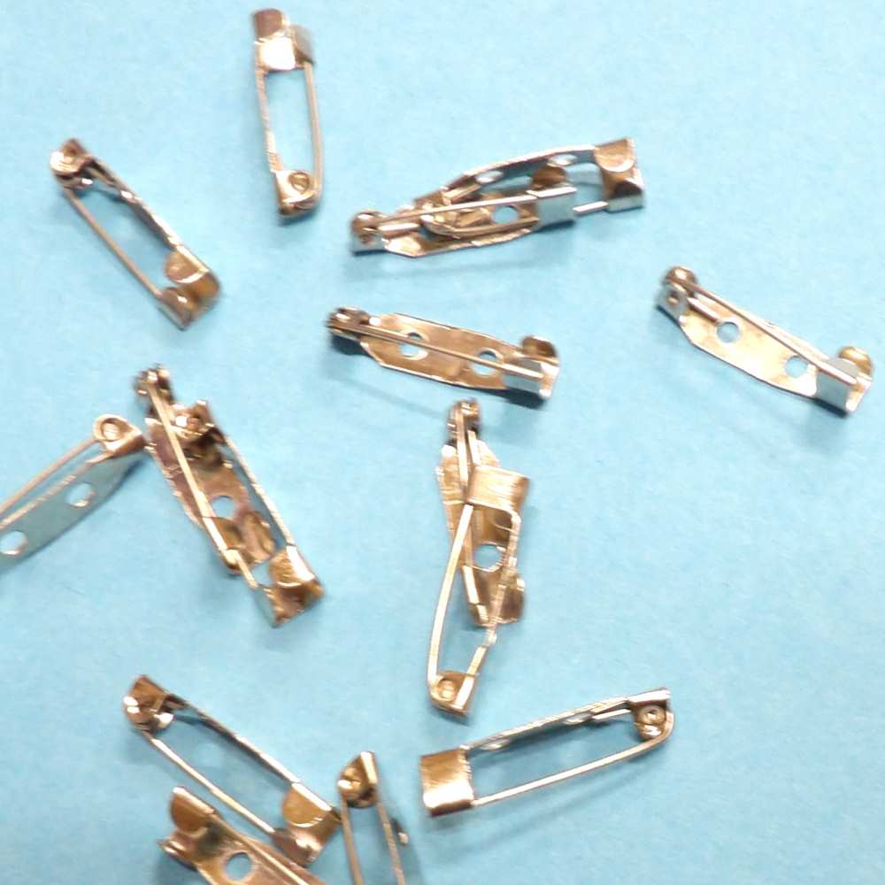 20 Brooch Backs Fasteners Safety Pins Fasteners Silver metal size 20mm clearance