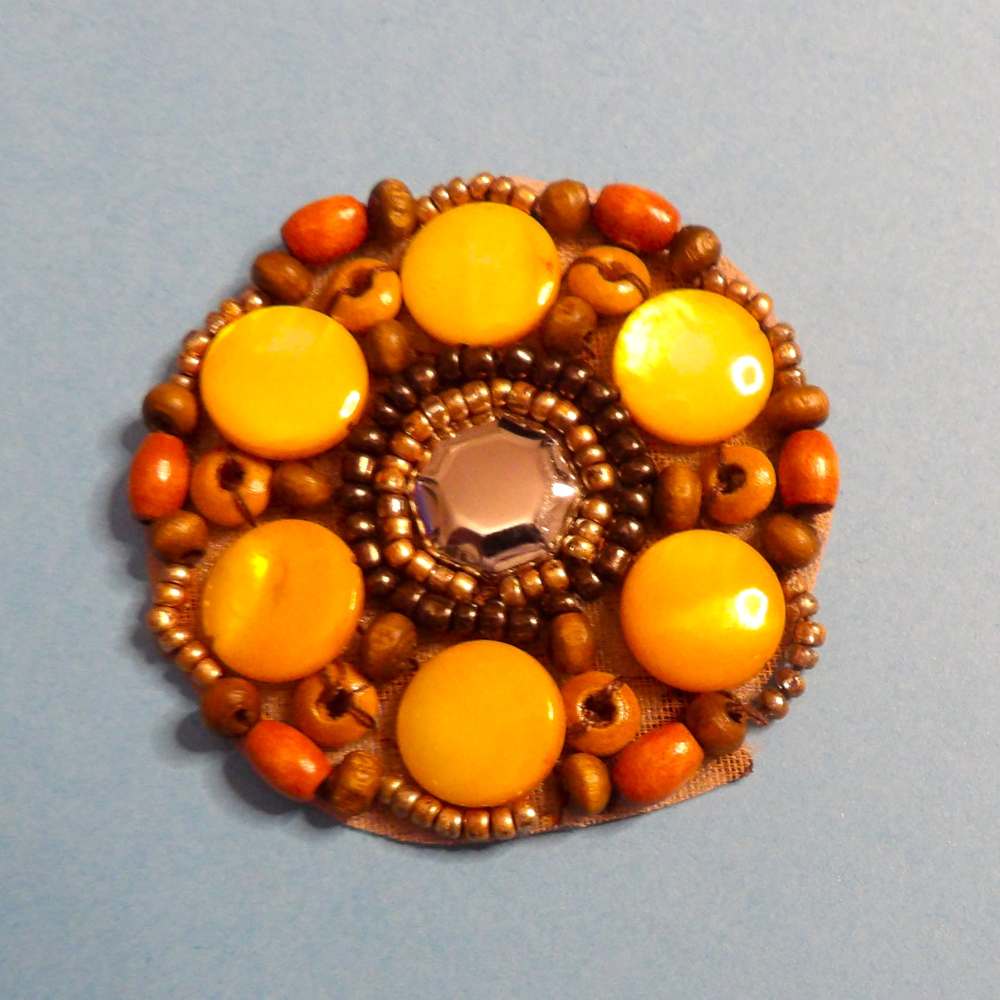 5 Iron On Orange an Yellow Beaded Motif size 50mm clearance