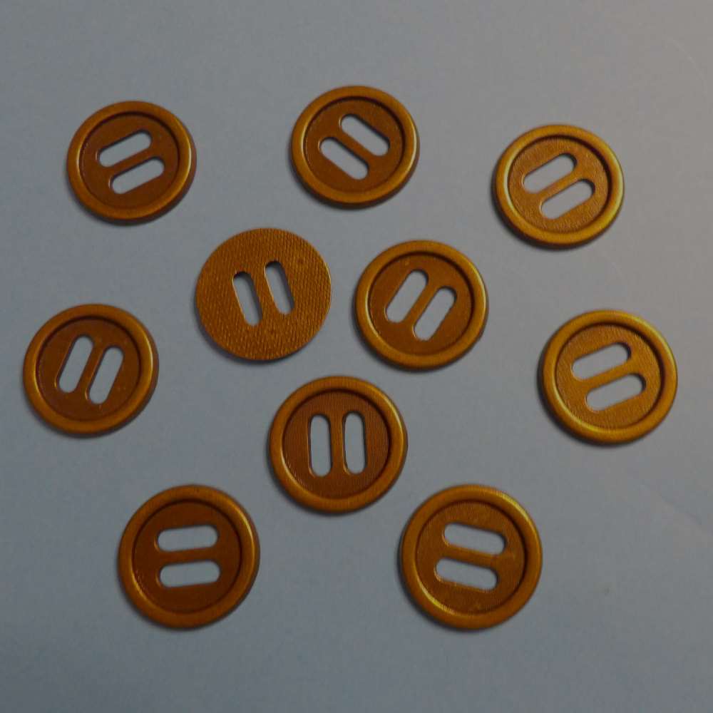10 Dark Gold Metal Buttons with 2 hole slits size 26mm clearance
