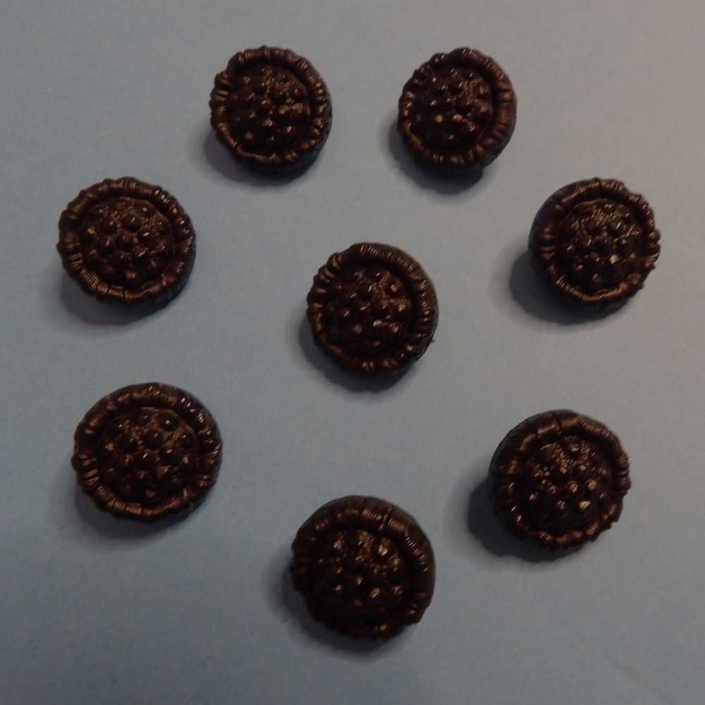 100 Black Patterned Shank buttons size 17mm clearance