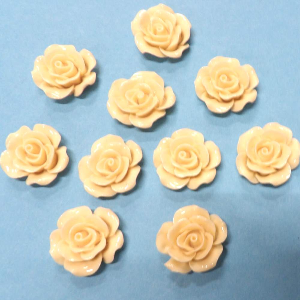 10 Resin Type Cream Roses Flatbacks size 25mm clearance