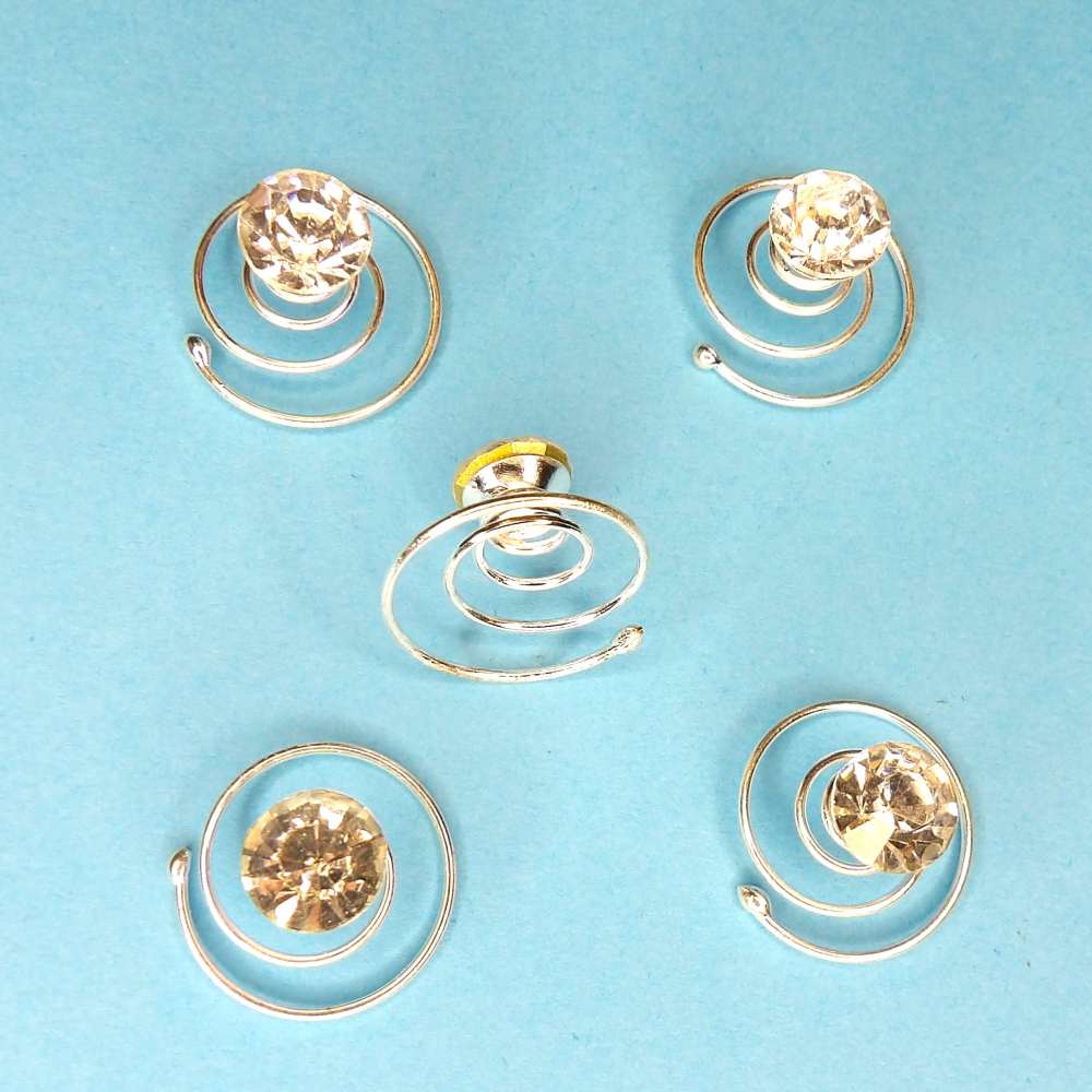 10 sparkly 9mm diamante hair spring pins sliver colour metal clearance