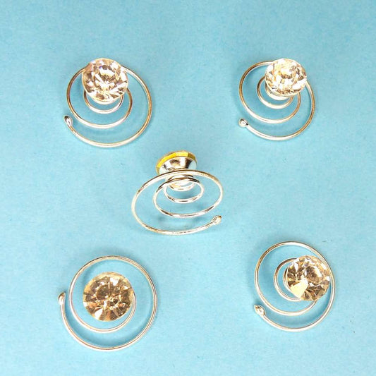 10 sparkly 9mm diamante hair spring pins sliver colour metal clearance