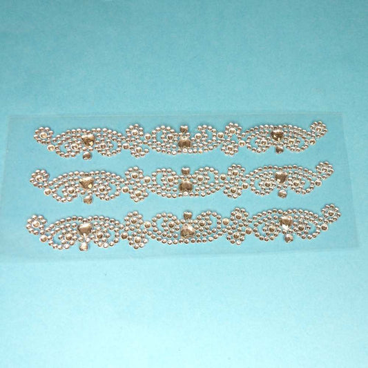 10 Diamante Cluster Embellishment Strips heart design Self Adhesive Sticker 13cm long with 3 strips on each card clearance