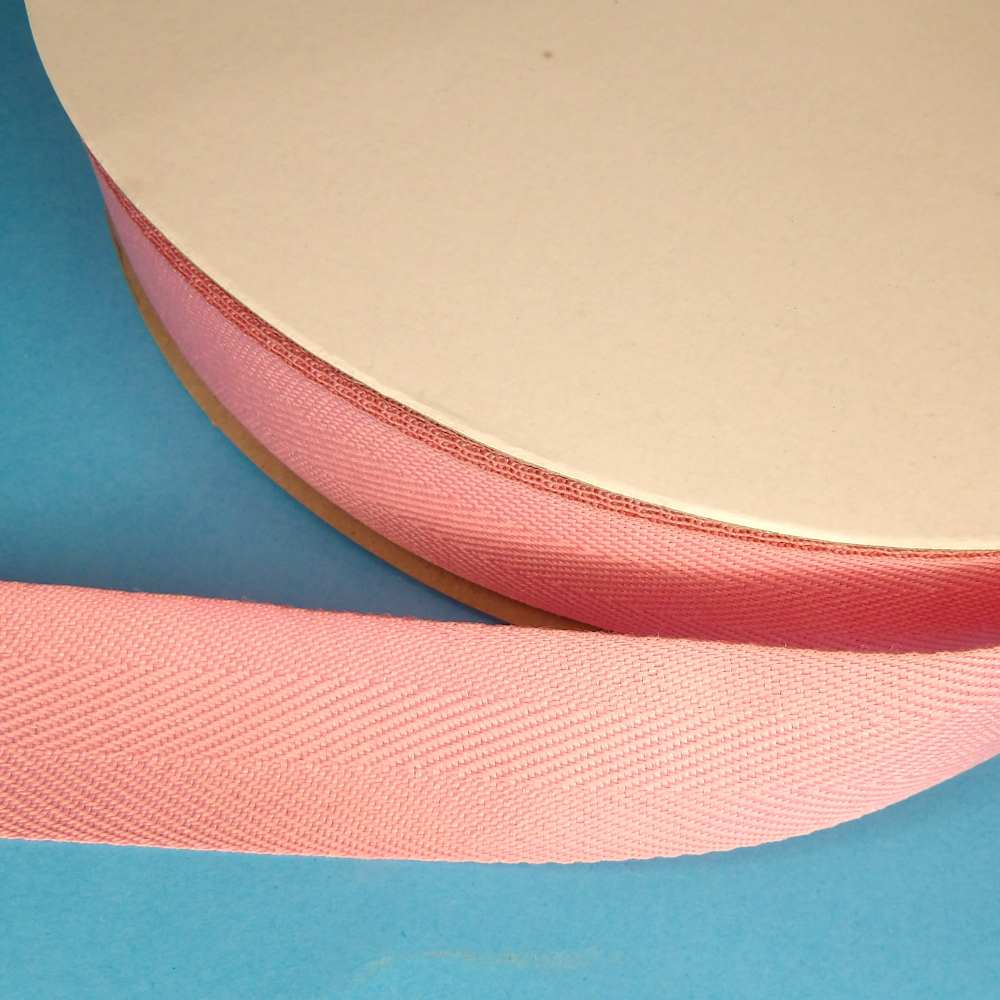 50 metres of Candy Pink Soft Herring Bone Webbing / Ribbon 25mm wide