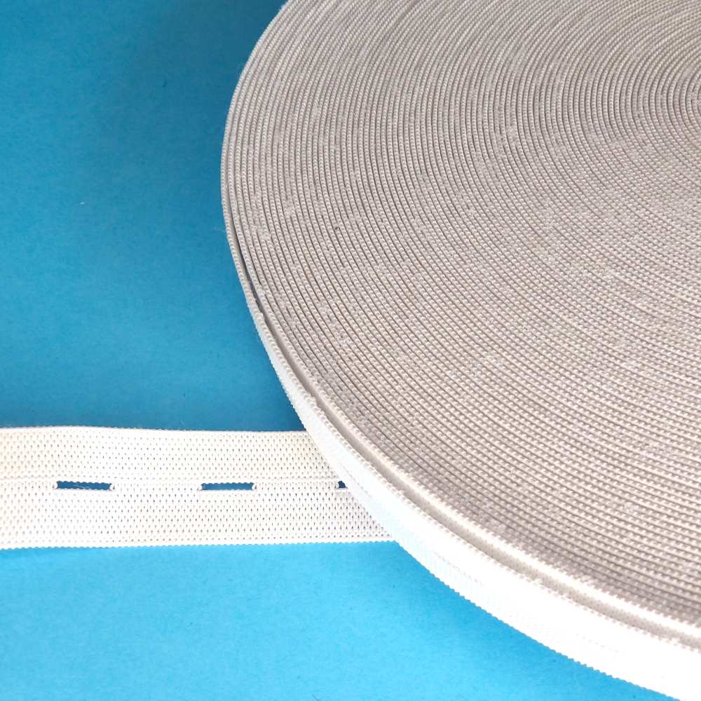 30 metre reel of White Button Hole Elastic 19mm wide