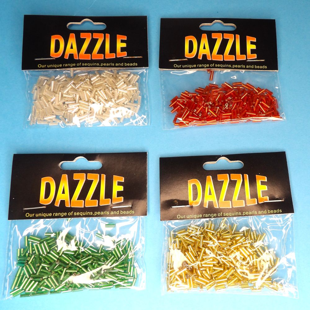 5 cards of bugle beads choice of colour
