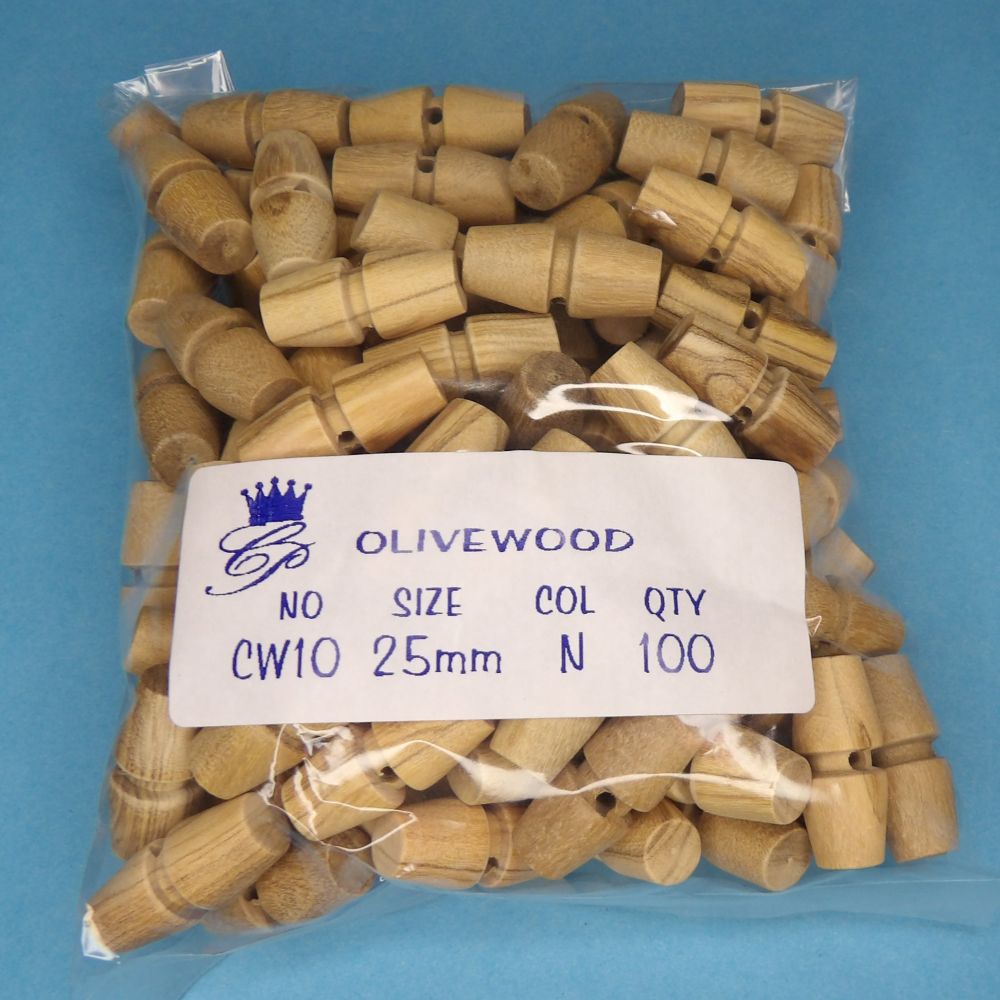 100 Olive Wood toggles one hole choice of size