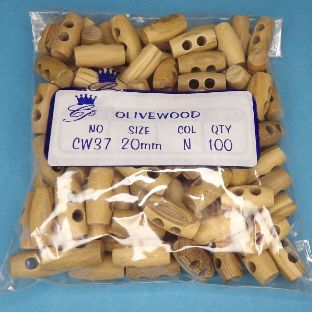 100 Olive Wood toggles two hole choice of size