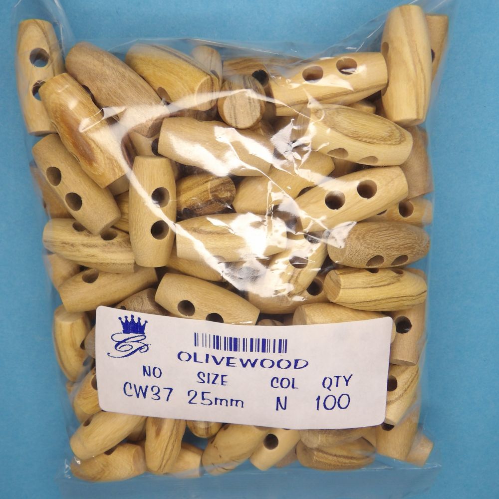 100 Olive Wood toggles two hole choice of size