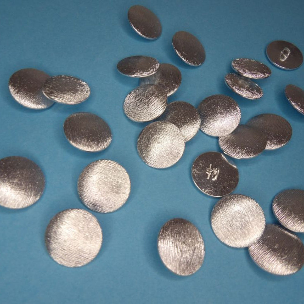 25 Silver Colour Metal Shank buttons with design size 23mm clearance