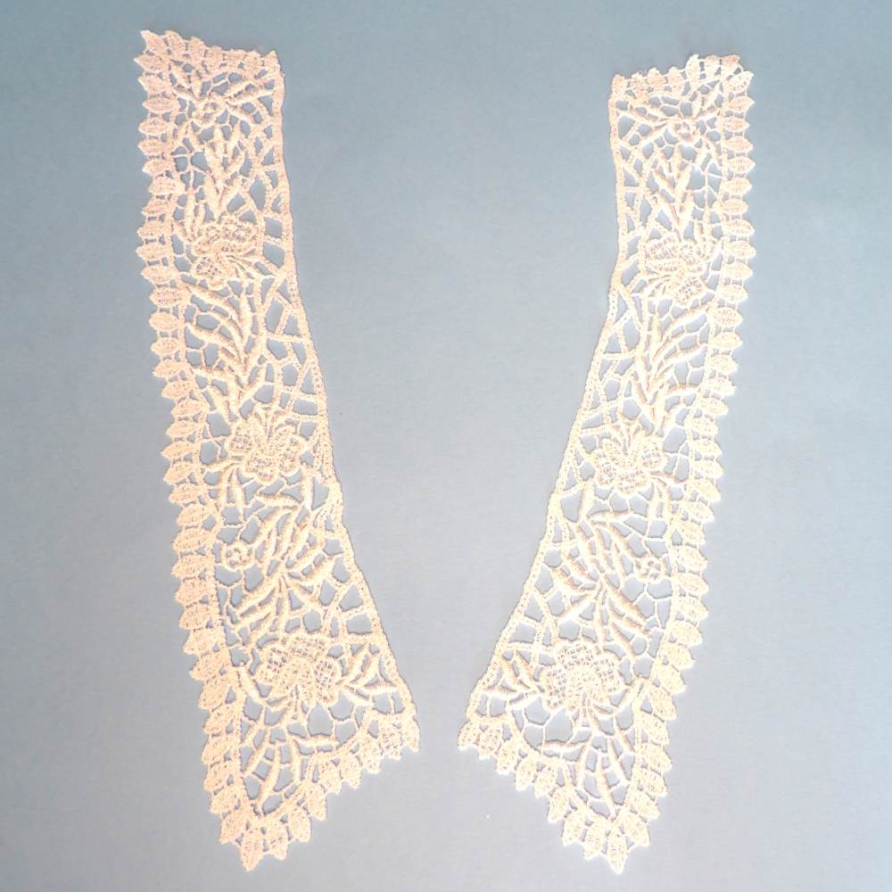 12 pairs of white lace guipure type collars 30cm x 6cm each side clearance