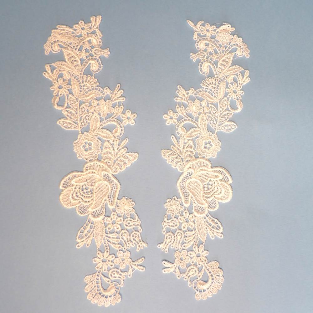6 pairs of light ivory lace collars guipure type 26cm x 7cm each side clearance