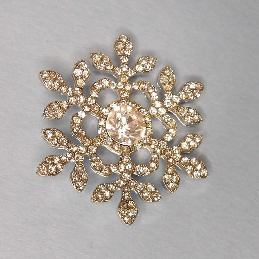 5 Snowflake Design Sparkly Diamante Silver Colour Metal Flat Back Trims size 40mm clearance