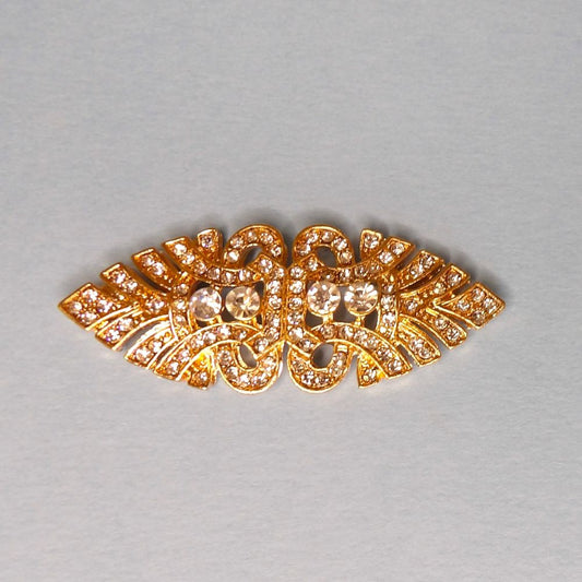 5 sparkly clear diamante flat backs in gold colour metal size 55mm x 22mm clearance