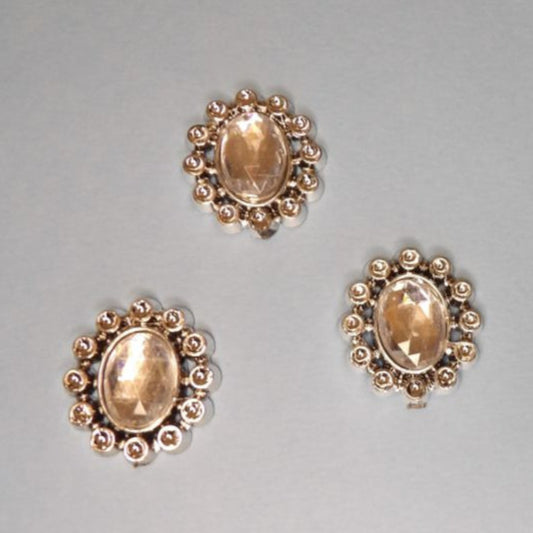 10 sliver colour PLASTIC flat backs with clear stone size 32mm x 29mm clearance