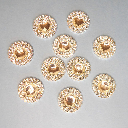 10 Round Sparkly Diamantes and clear stone Metal Flat Back Trims size 25mm clearance