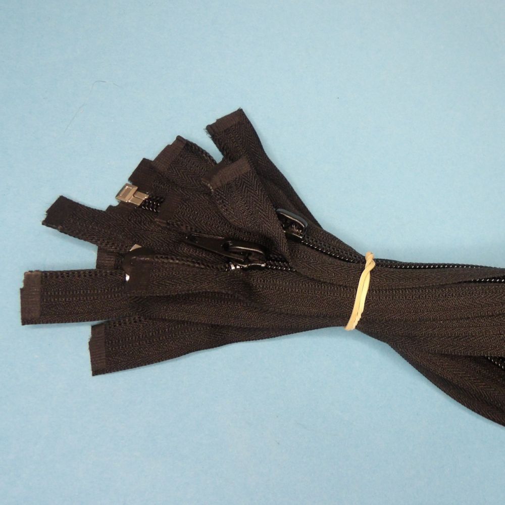 5 BLACK nylon open end zips 20 inch 51cm clearance