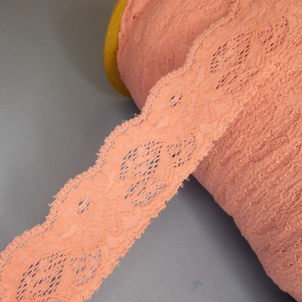 140 metres of Light dusty Pink Stretch Lace 38mm wide clearance