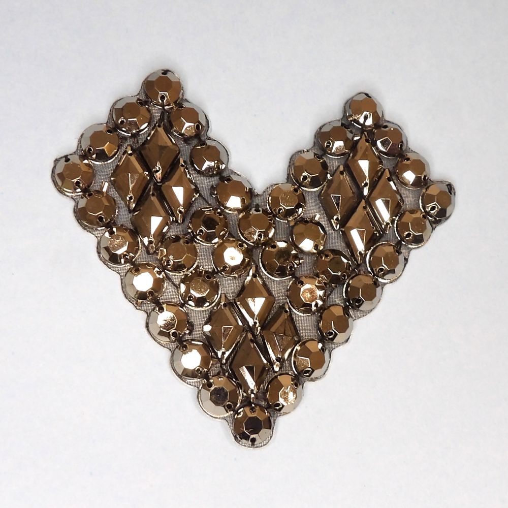 5 Silver Colour Beaded Iron On Motifs Size 80mm x 55mm Clearance