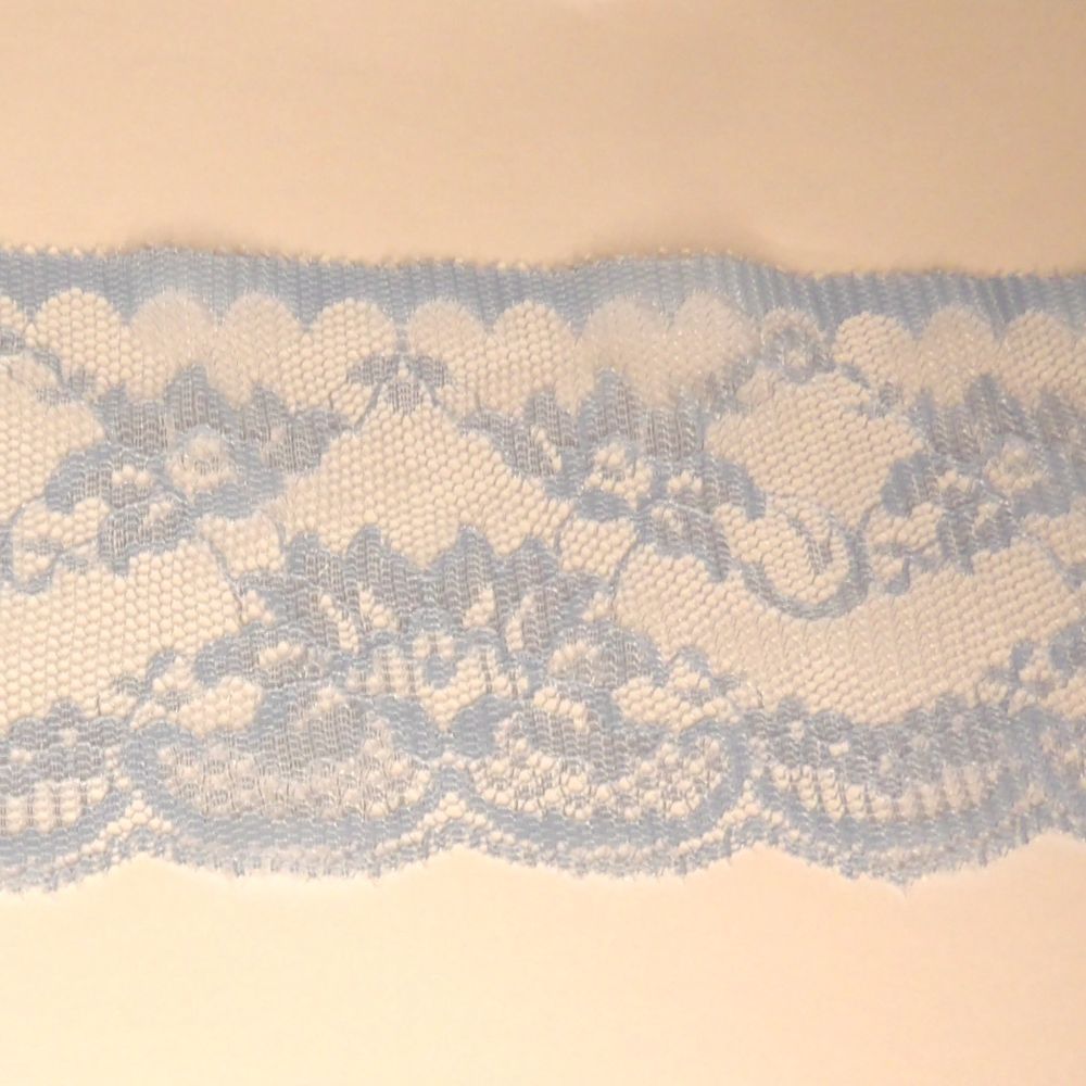 One Metre Of Floral Design Light Blue Lace 75mm / 3 inch Wide
