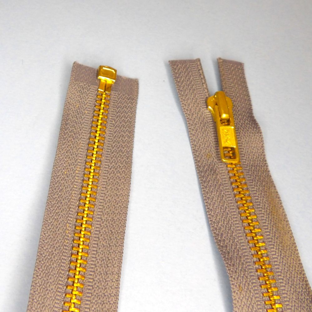 5 Mid Grey Open End Zips with Gold Colour Metal Teeth 51cm / 20 inch clearance