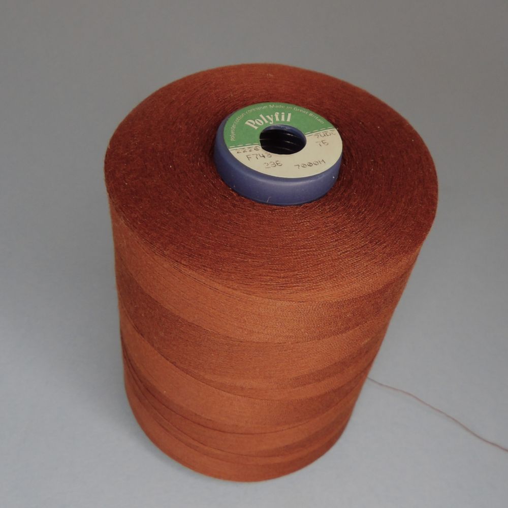One Reel of Russet Brown number 75 Coats Polyfil sewing thread 7000 metres clearance