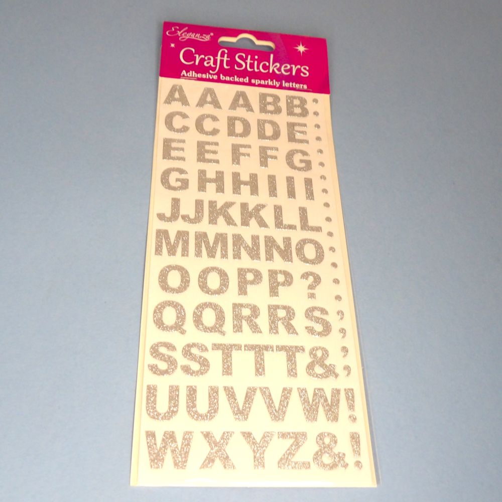 Card Of Craft Stickers Silver Metallic Alphabet Design clearance
