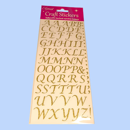 Card Of Craft Stickers Gold Metallic Thin Letters Alphabet Design clearance