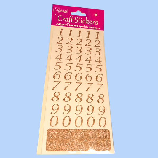 Card Of Craft Stickers Bronze Metallic Thin Numbers Design clearance