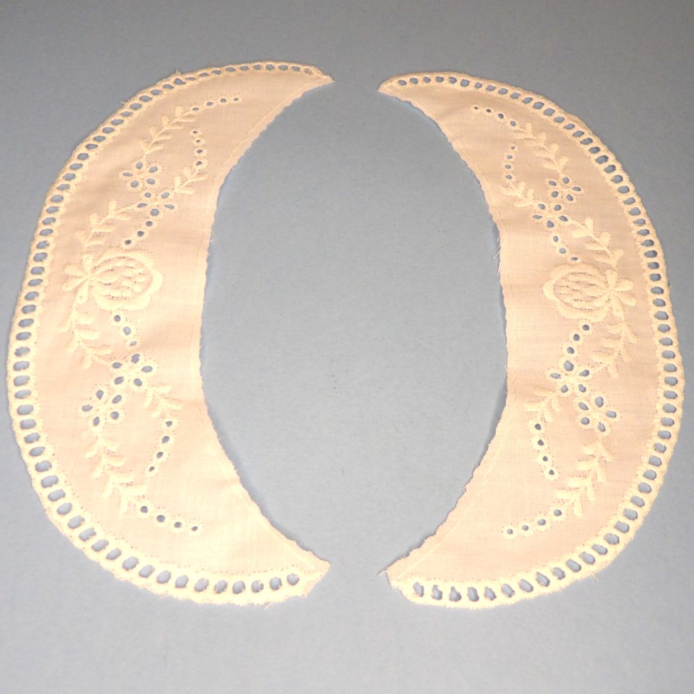 10 Pairs Of White Broderie Anglaise Embroidered Collars 19cm x 5.5cm each side clearance