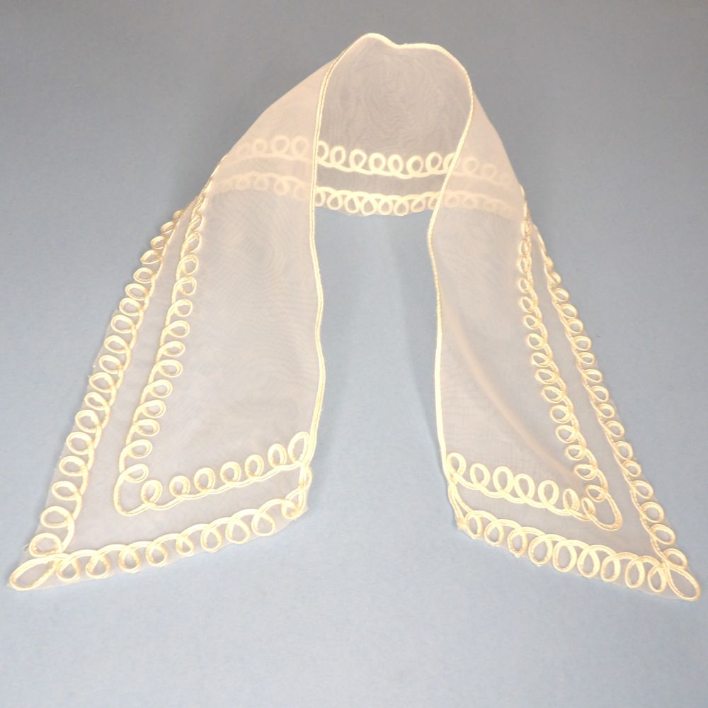 10 Large Ivory Lace Chiffon Type Collar With Fancy Corded Edge Design strip 54cm x 9cm clearance