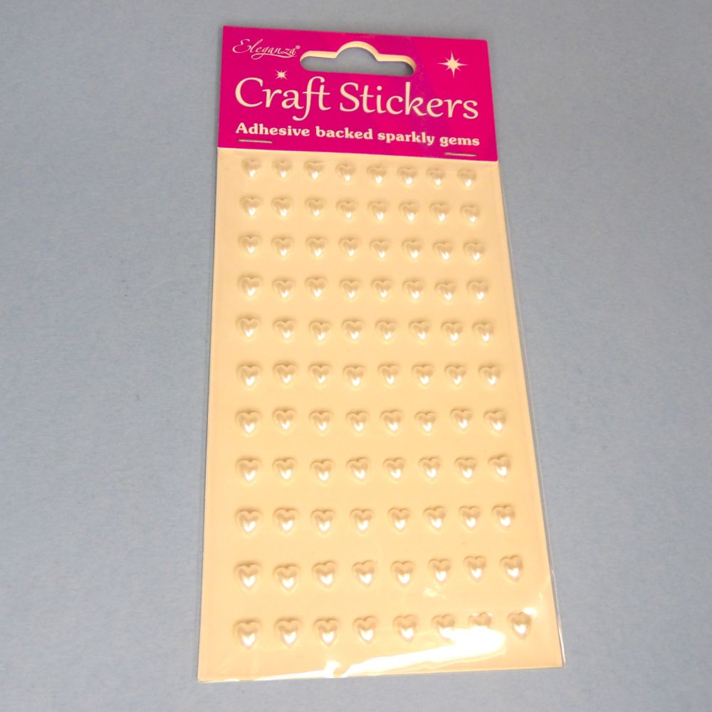 Only One Lot Of 28 Cards Of Elaganza Craft Stickers Pearl Hearts White 6mm x 88 pieces on each card clearance