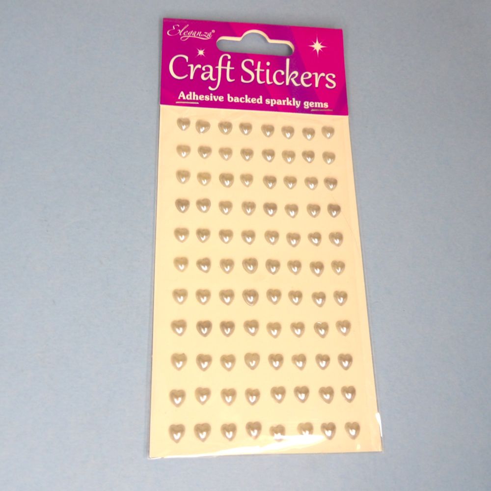 Only One Lot Of 16 Cards Of Elaganza Craft Stickers Pearl Hearts Silver 6mm x 88 pieces on each card clearance