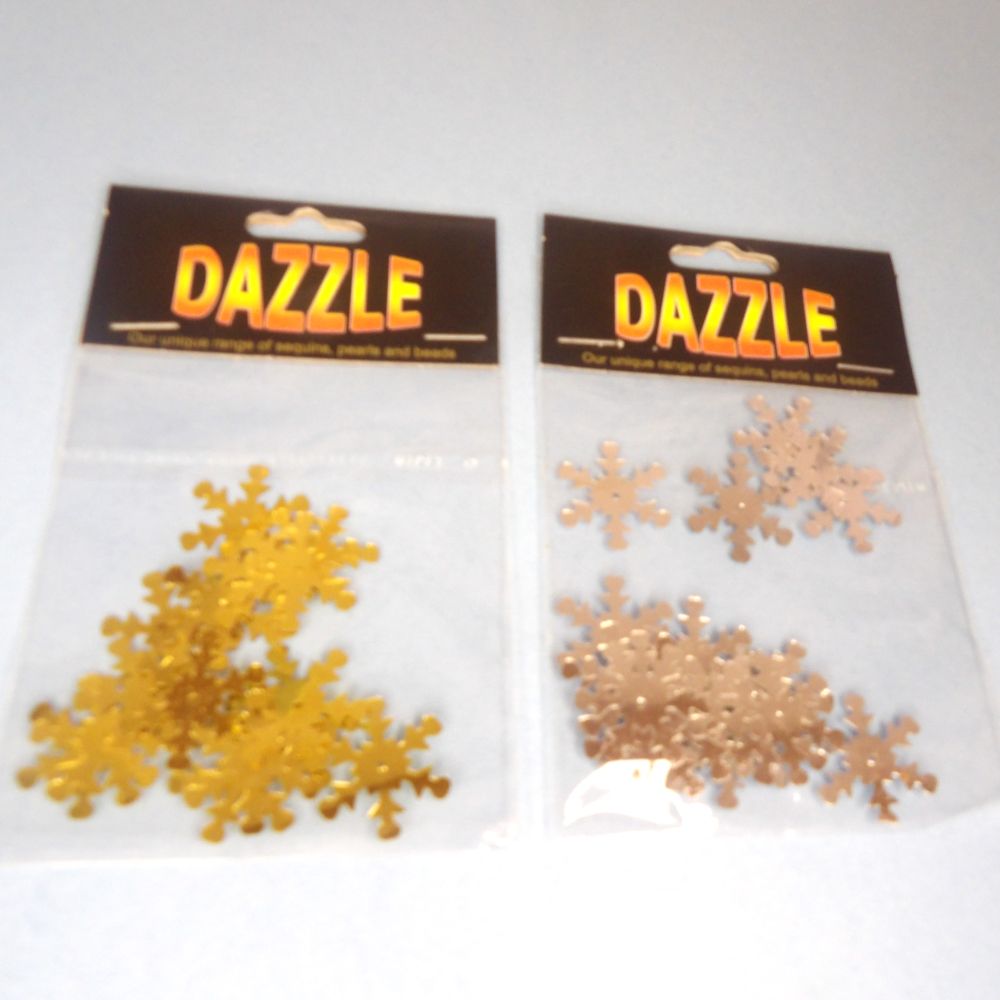 5 cards of SNOWFLAKE SHAPE sequins size 25mm choice of colour 1.3 Grams