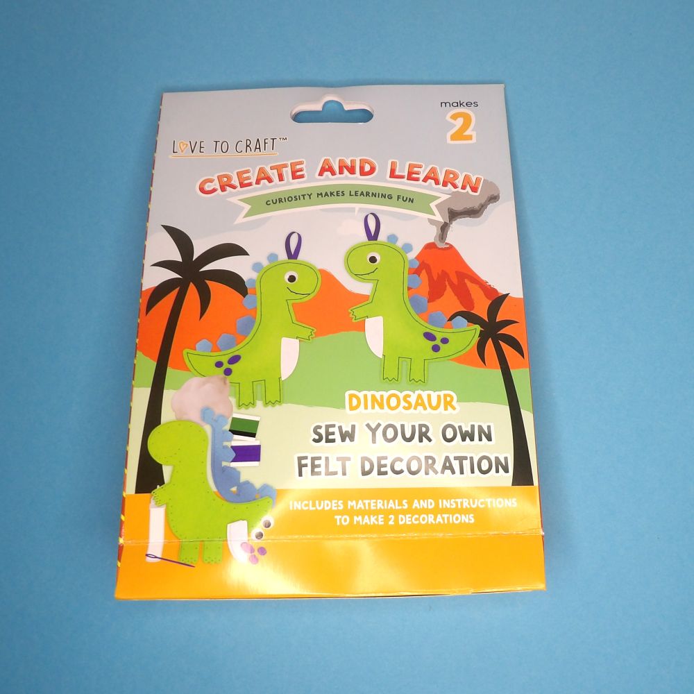 3 x Love to Craft Kit Sew Your Own Felt Dinosaurs Decorations
