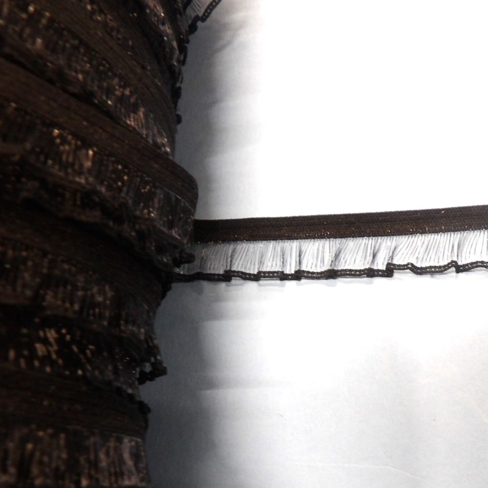 20 Metres Of Black Elastic With See Through Chiffon Type Gathered Lace 17mm Wide Loose In A Bag Clearance