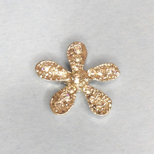 10 Daisy Flower 5 Petal Design Sparkly Diamantes And Metal Flat Back size 22mm clearance