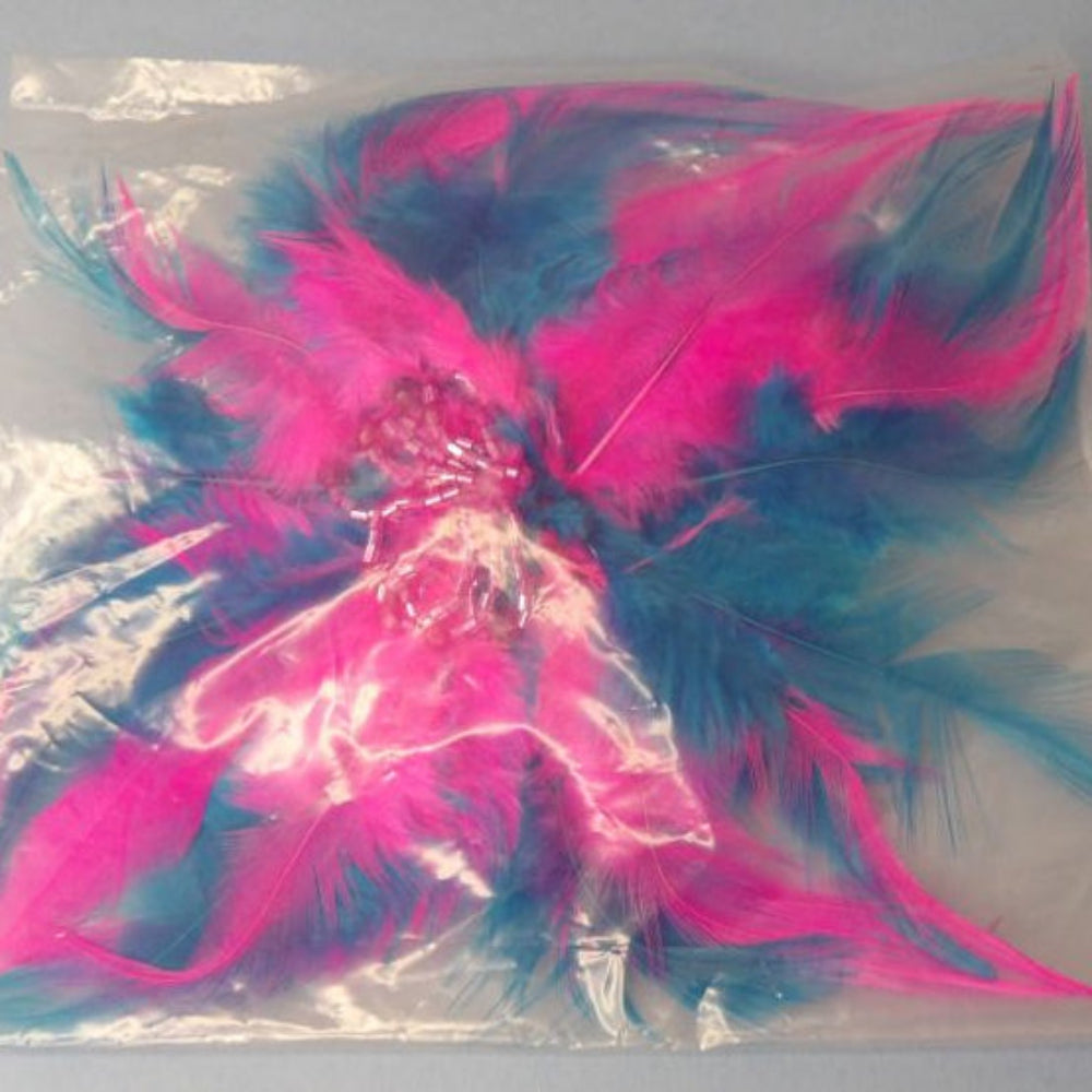 Only One Lot Of 18 Cerise With Turquoise Feather type brooches with beads 16cm
